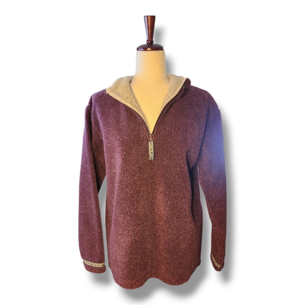 Cabela's Purple and Cream Fleece Pullover
